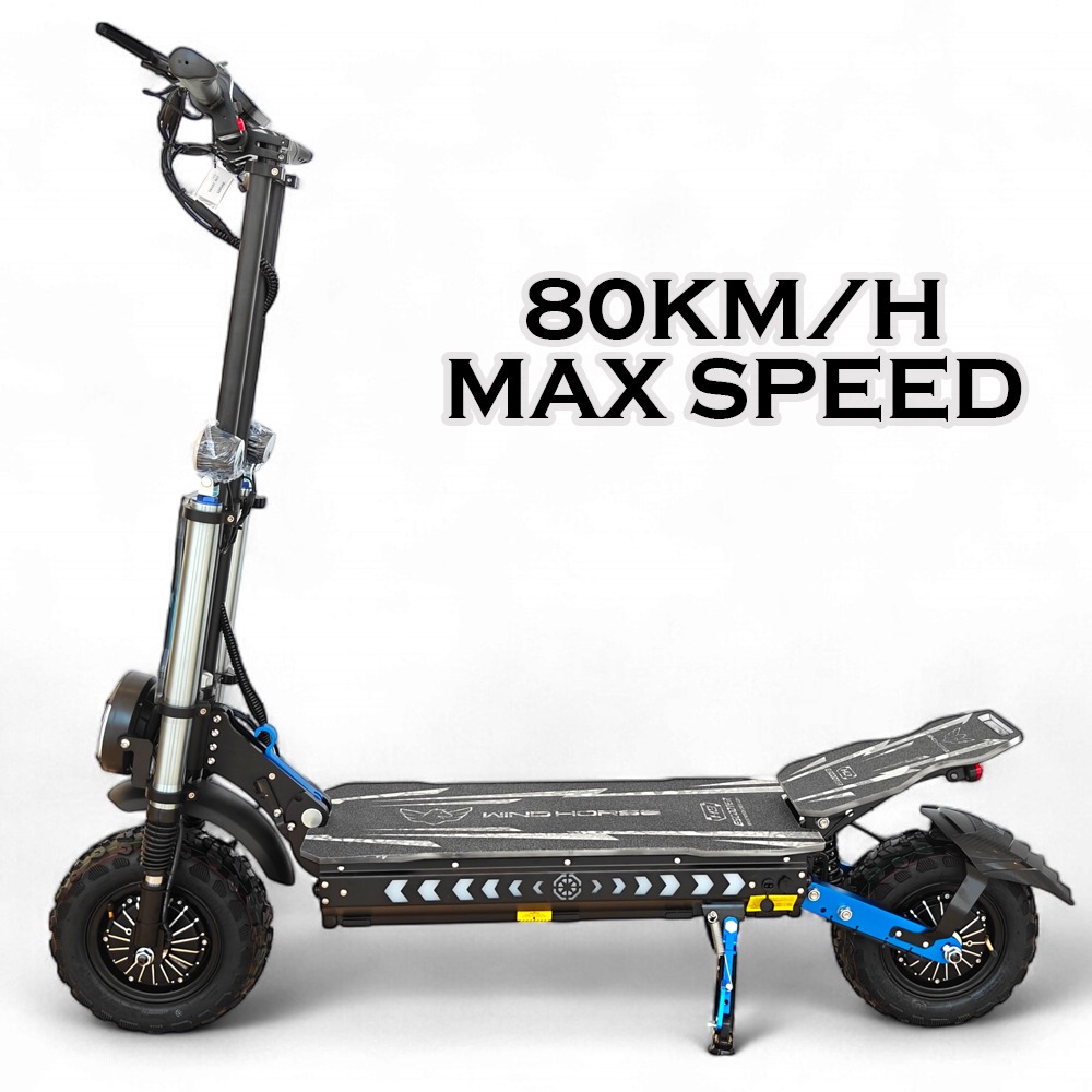 WINDHORSE H3 Powerful Electric Scooter 3000W Dual Motor – 60V 40Ah Battery, 85 KM/H Max Speed, 120 KM Range – 13 Inches Tires, Hydraulic Brakes, Dual Suspension, Full Body RGB Lights