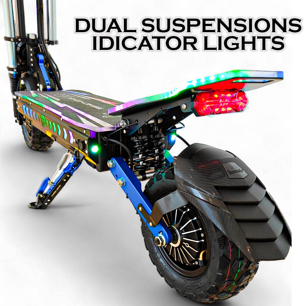 WINDHORSE H3 Powerful Electric Scooter 3000W Dual Motor – 60V 40Ah Battery, 85 KM/H Max Speed, 120 KM Range – 13 Inches Tires, Hydraulic Brakes, Dual Suspension, Full Body RGB Lights